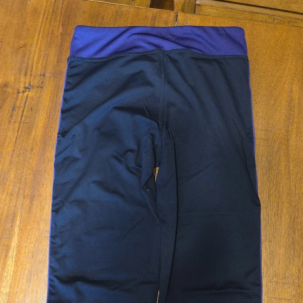 Luxe Black Leggings with Purple Accents